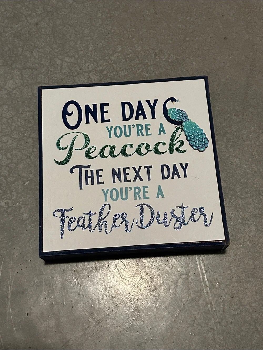 Peacock Quote Wall Plaque - Teal and Navy